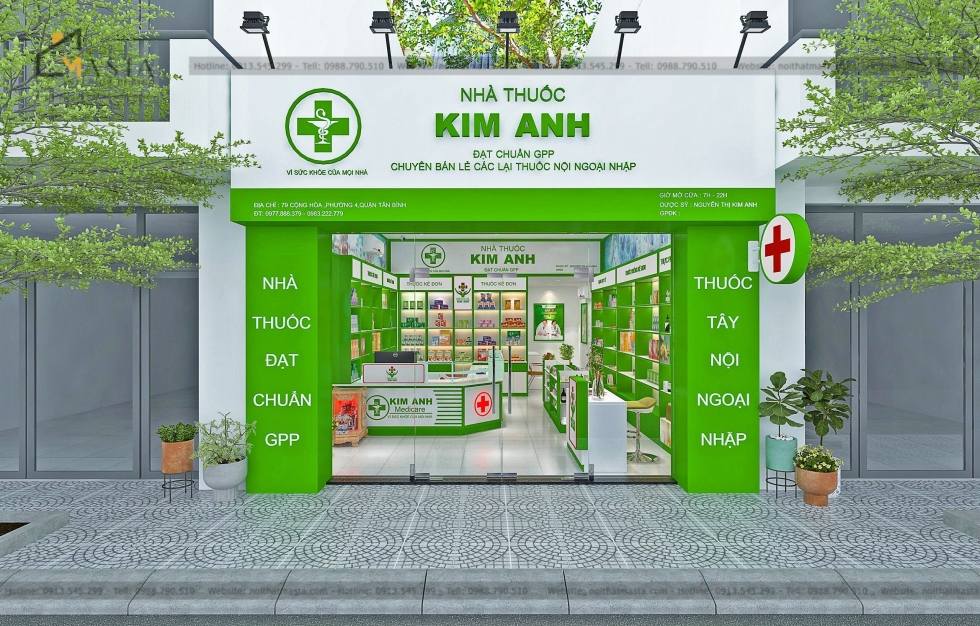 Ý tưởng thiết kế cửa hàng tiệm thuốc tâ