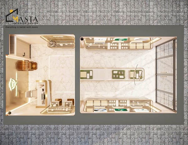 Bố trí mặt bằng thiết kế tiệm trang sức HJ, HCM