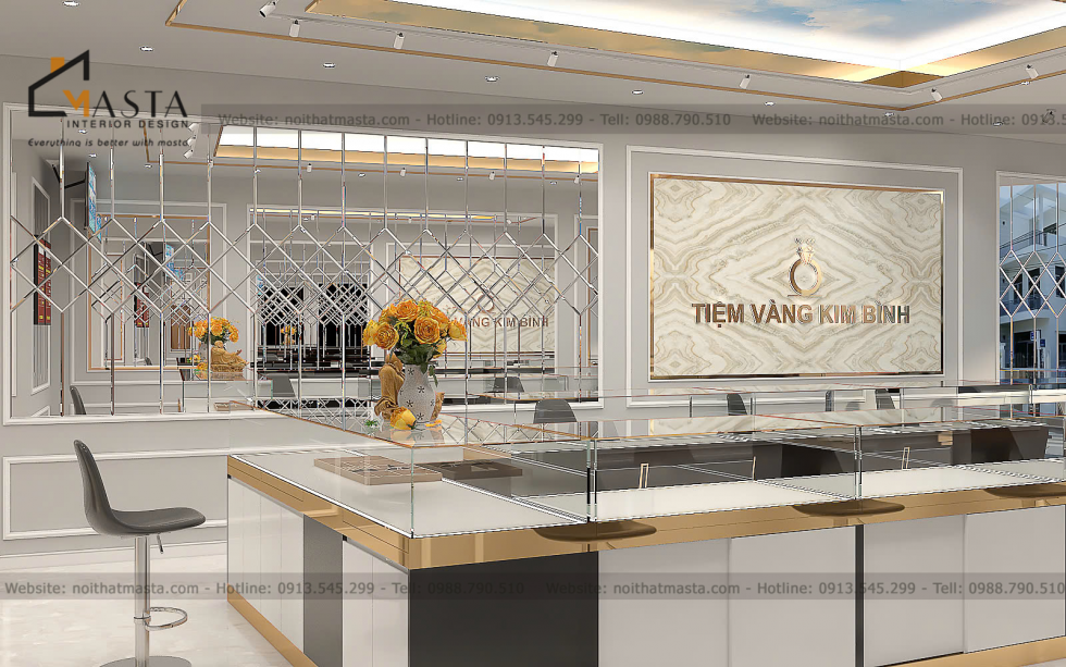 Nội Thất Masta nhận thiết kế - thi công tiệm vàng, showroom diện tích 110m2