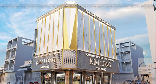 Ý tưởng thiết kế tiệm vàng Kim Long theo phong cách hiện đại, sang trọng