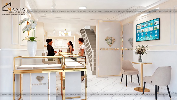 Thiết kế tiệm vàng bạc Cham Jewelry theo phong cách sang trọng 