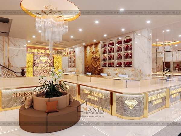 Thiết kế tiệm vàng Hưng Long, Vĩnh Long phong cách hiện đại 