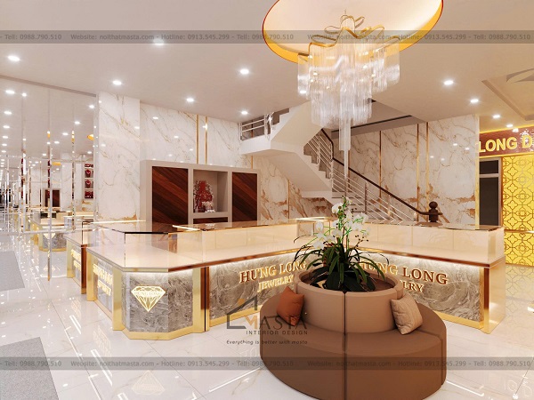Đặt quầy tủ chữ L để điều phối luồng di chuyển tự nhiên