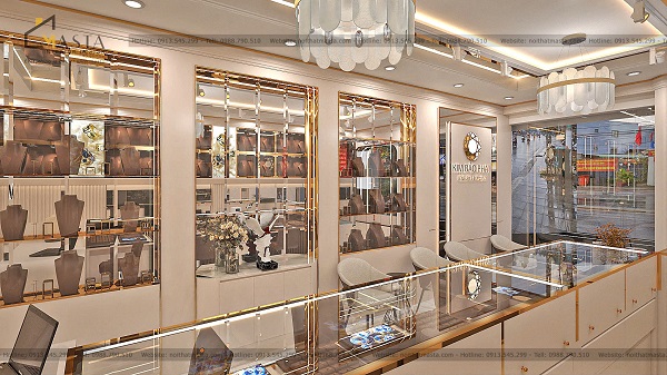 Bố trí đèn downlight âm trần kết hợp đèn thả trần, tăng vẻ đẹp cho trang sức trưng bày