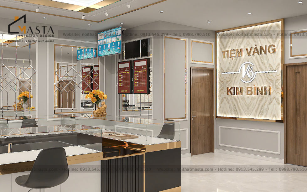 Thiết kế tiệm vàng Kim Bình