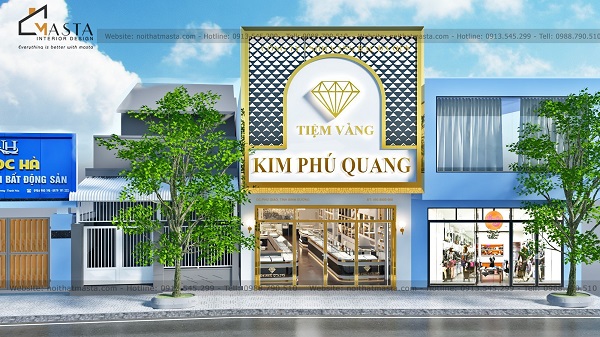 Phối cảnh 3D của dự án thiết kế tiệm vàng Kim Phú Quang, Bình Dương