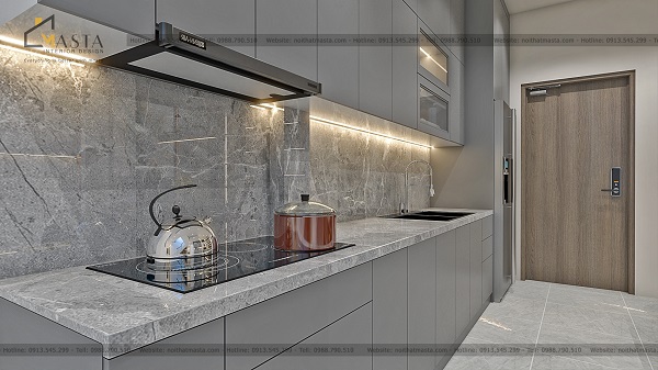 Sử dụng đèn Led cho khu vực nấu nướng để gia chủ dễ dàng nấu nướng