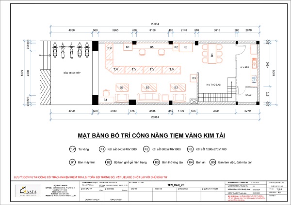 Mặt bằng bố trí thiết kế tiệm vàng Kim Tài
