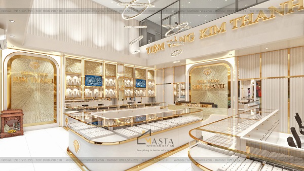 Phối cảnh 3D bên trong thiết kế tiệm vàng Kim Thanh, Cần Thơ