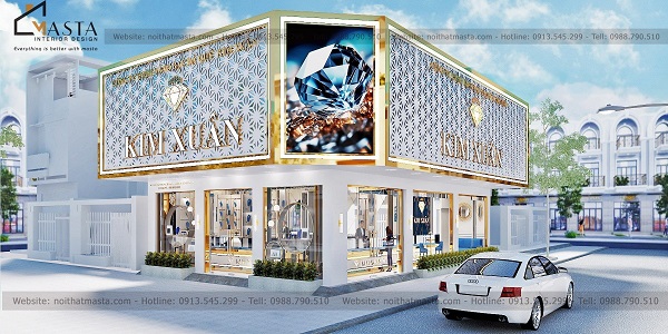 Phối cảnh 3D bên ngoài dự án thiết kế tiệm vàng Kim Xuân, Bình Thuận