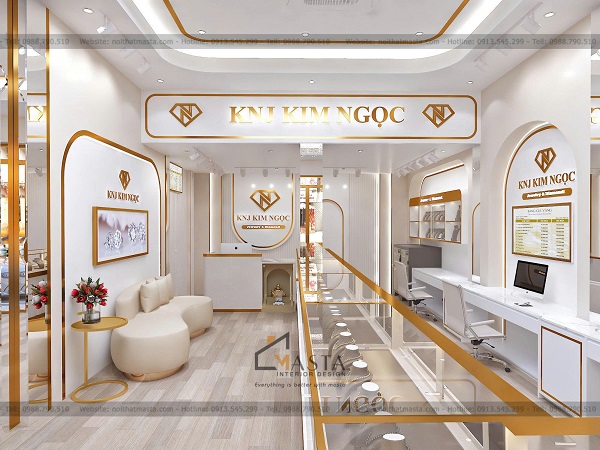 Thiết kế khung viền cho phần tường để đồng bộ với tủ trưng bày