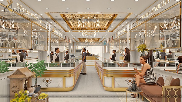 Khung cảnh bên trong của dự án thiết kế tiệm vàng Ngọc Lan, Bình Tân