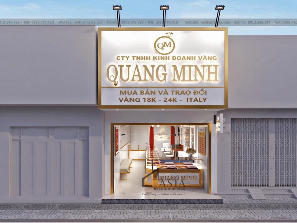 Phối cảnh 3D thiết kế tiệm vàng Quang Minh, Long An