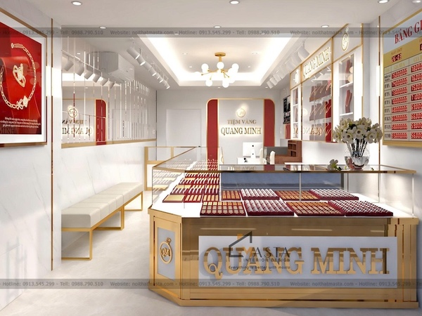 Thiết kế tiệm vàng Quang Minh, Long An phong cách hiện đại