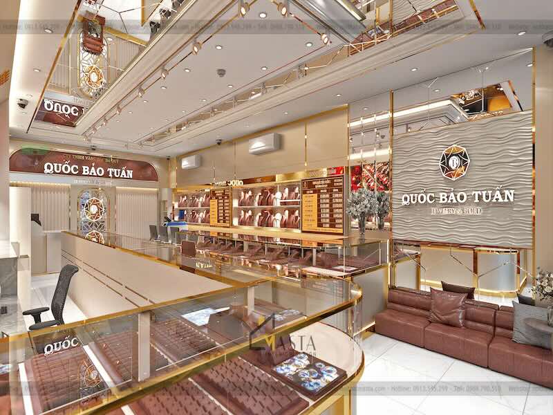 Hệ thống đèn rọi ray chạy dọc xuống quầy trưng bày 