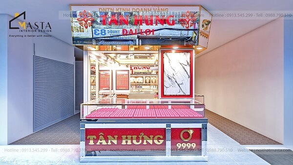 Thiết kế tiệm vàng Tân Hưng theo phong cách hiện đại