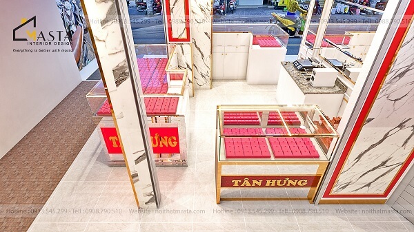 Thiết kế quầy tủ trưng bày nhỏ gọn, thấp để tối ưu diện tích mặt bằng 