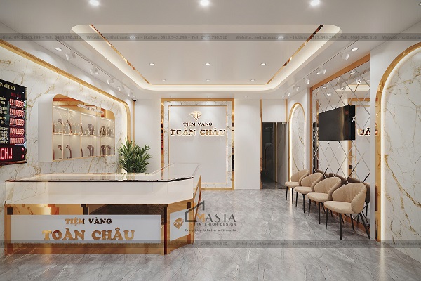 Thiết kế tiệm vàng Toàn Châu, Phú Quốc phong cách hiện đại