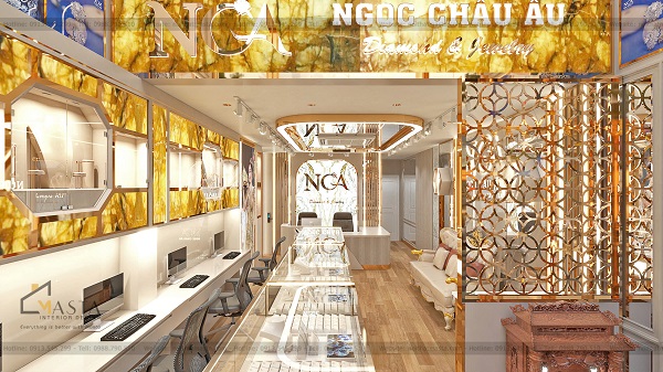 Thiết kế hệ vàng đá lung linh cho tiệm vàng trang sức NCA, Tân Bình