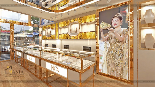 Thiết kế tiệm vàng trang sức NCA, Tân Bình do Nội Thất Masta thực hiện