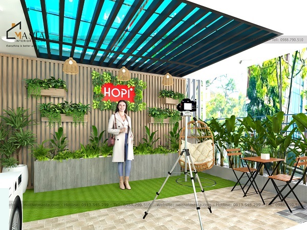 Khu vực livestream quần áo ngoài trời