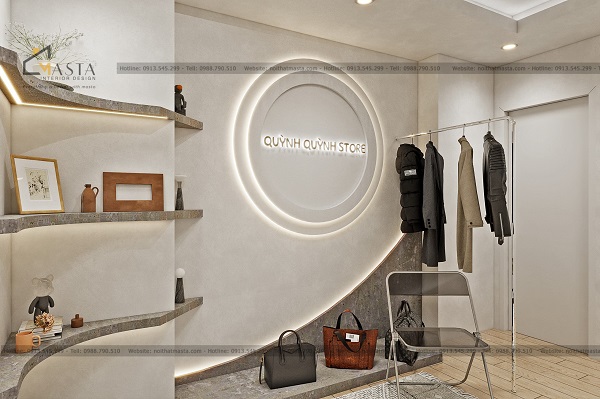 Sử dụng hệ gỗ MDF để khu vực trưng bày các món đồ decor, tạo điểm nhấn cho khu vực livestream