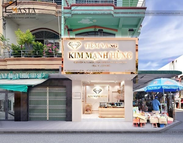 Mẫu diện tích mặt bằng tiệm vàng nhỏ dưới 40m2