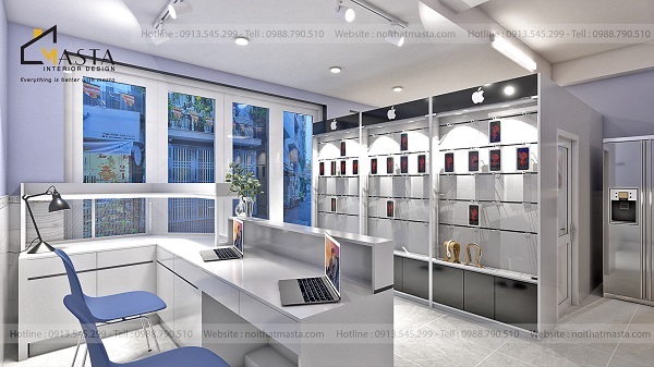 Thiết kế shop điện thoại kết hợp không gian sinh hoạt 