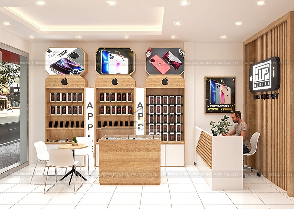 Thiết kế shop điện thoại phong cách tối giản, vintage 