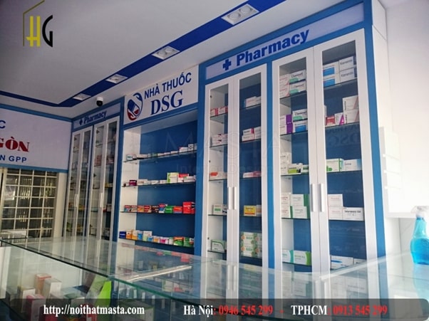 Màu sắc được bố trí trong nhà thuốc